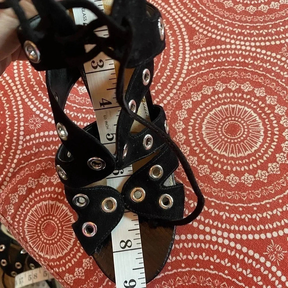 Sam Edelman Black heel sandals zipper back 6.5, 4 inch heel - Picture 7 of 8